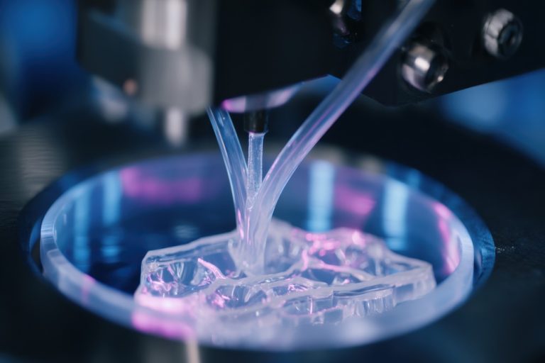 Molten wax flowing into mold during microcasting process